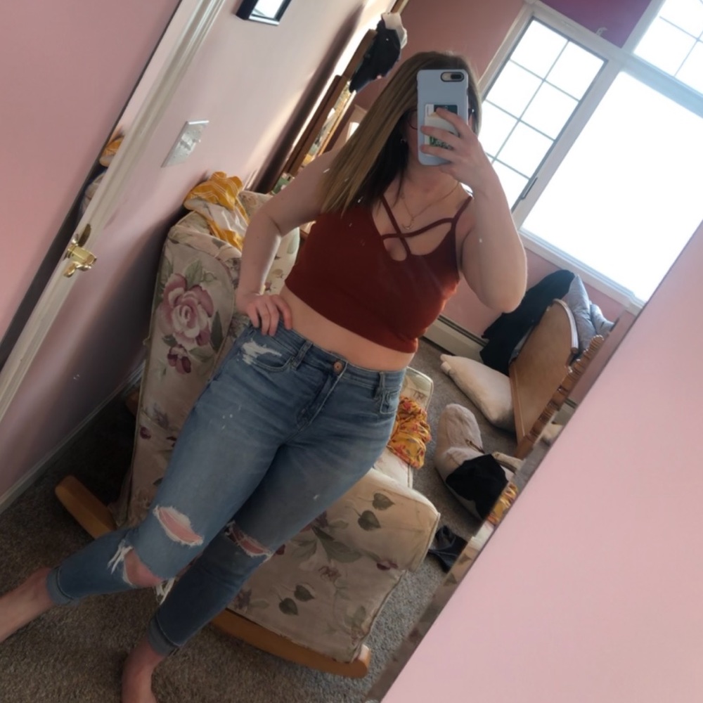 dark orange crop top